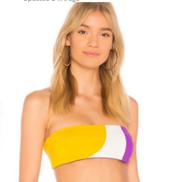 Mara Hoffman Women's Abigail Bandeau Color block Multi Swim Top - Picture 1 of 9